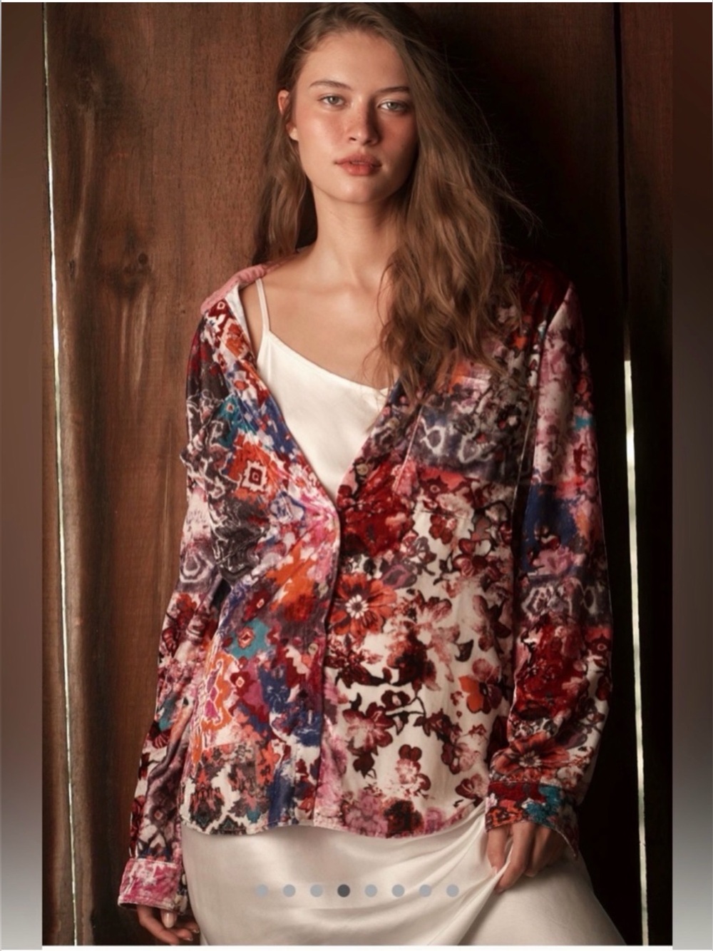 NWT Anthropologie Pilcro Hadley Floral Velvet Button Down Shirt Size S